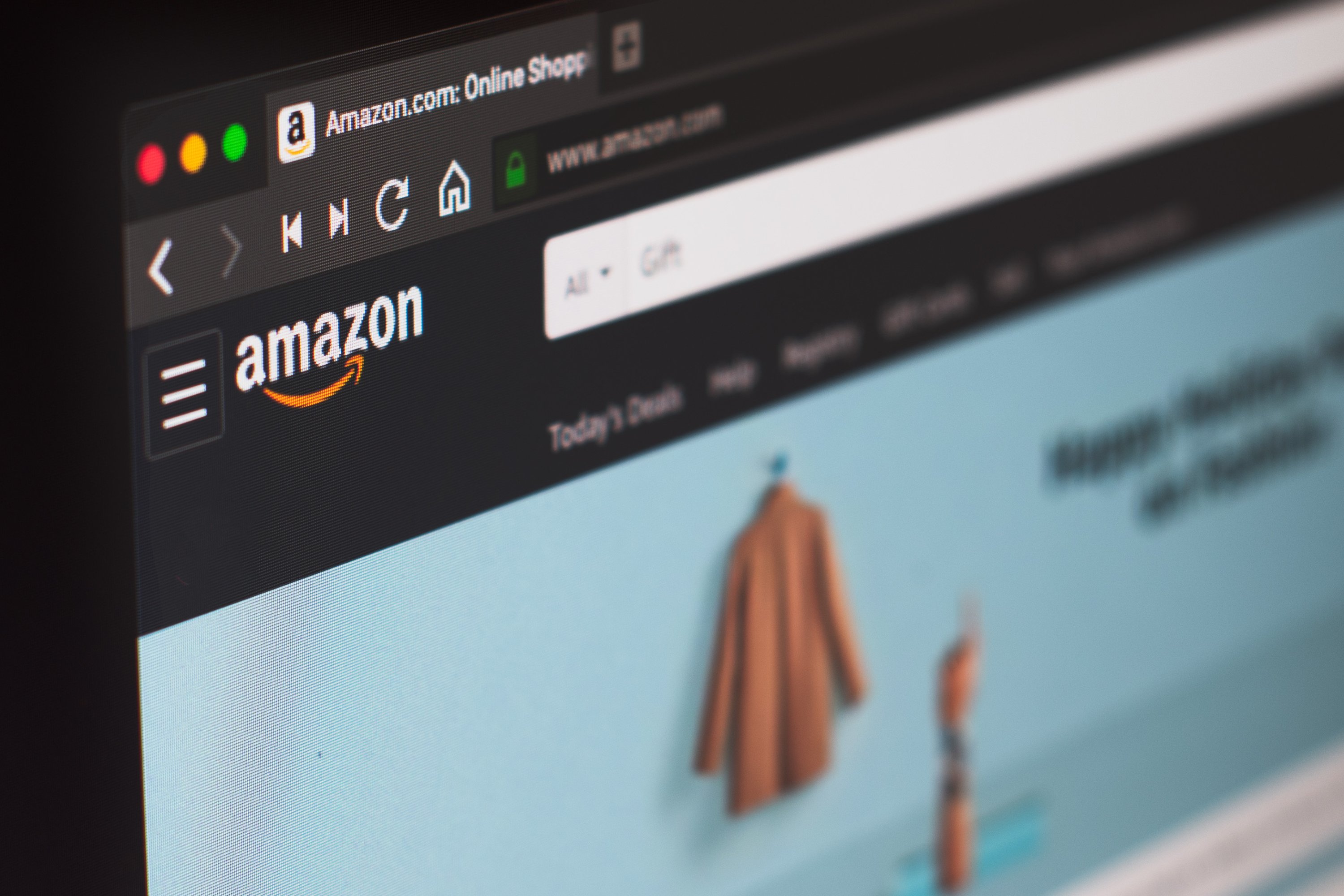 Amazon's home page open on a desktop computer